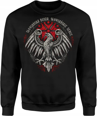 Słowiańska dusza słowiańskie serce kruk Męska bluza