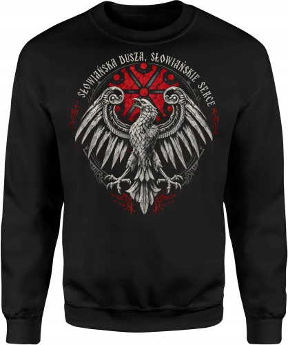 Słowiańska dusza słowiańskie serce kruk Męska bluza 