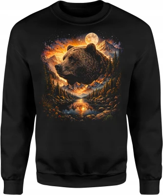 Niedźwiedź góry natura wilderness moon Męska bluza