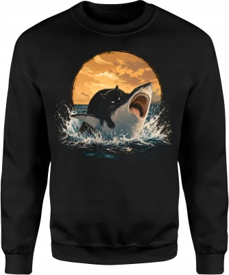 Kot Na Rekinie Shark Cat Surreal Męska bluza