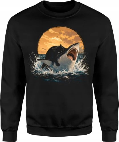 Kot Na Rekinie Shark Cat Surreal Męska bluza 
