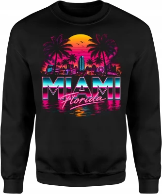 Miami Florida neon palm sunset city Męska bluza