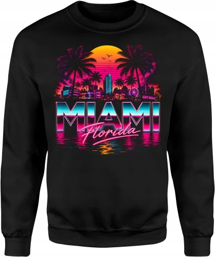 Miami Florida neon palm sunset city Męska bluza 
