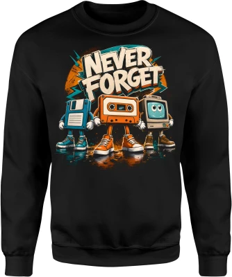 Never Forget kaseta magnetofonowa dyskietka lata 80 Męska bluza