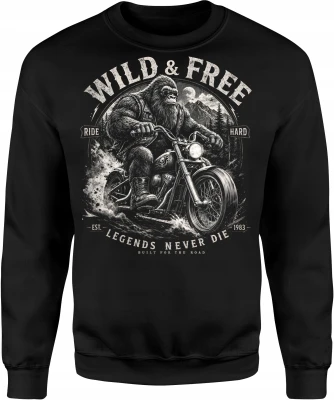 Goryl motocyklista chopper wild and free ride hard Męska bluza