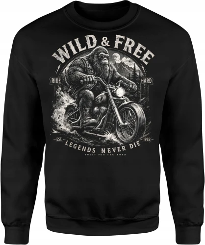 Goryl motocyklista chopper wild and free ride hard Męska bluza 