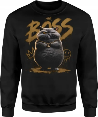 Boss kot gangster złoty łańcuch Męska bluza