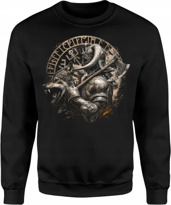 Wiking wilk runy nordyckie topór mitologia Męska bluza