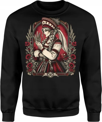 Słowiańska piękność ludowy folklor warkocze Męska bluza