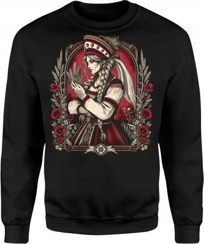 Słowiańska piękność ludowy folklor warkocze Męska bluza 