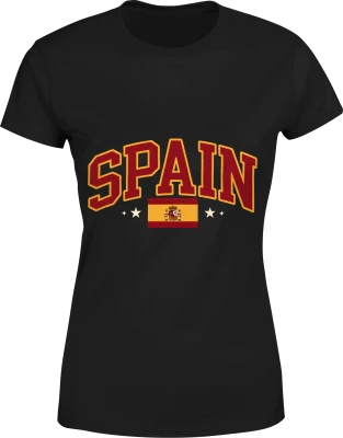 Spain Hiszpania Flaga Narodowa Europejski Kibic Damska koszulka