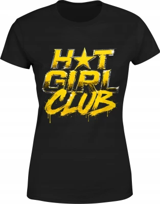 Hot Girl Club złoty styl błyszczące litery Damska koszulka
