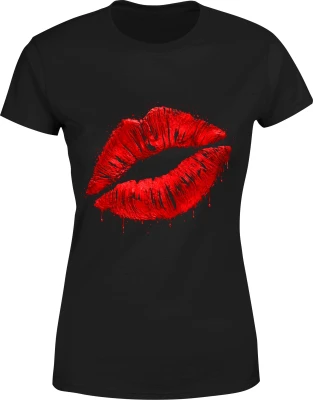Czerwone Usta kiss lips glam fashion Damska koszulka