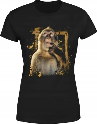 Thinking monkey curious ape animal Damska koszulka