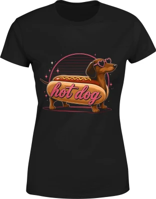 Jamnik hot dog zabawny pies okulary Damska koszulka