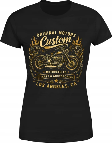Custom Motorcycles chopper biker motocykl oldschool Damska koszulka color:#000000