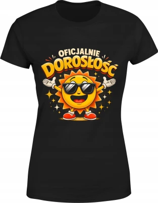 Oficjalnie dorosłość  emoji słońce humor Damska koszulka