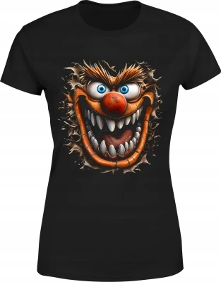 Szalony potwór creepy clown straszna bestia Damska koszulka