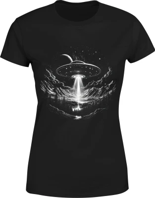 UFO nad górami kosmiczny statek obcy Damska koszulka