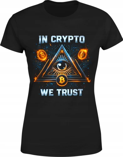 In Crypto We Trust bitcoin money Damska koszulka color:#000000