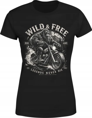 Goryl motocyklista chopper wild and free ride hard Damska koszulka