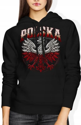 Polska Orzeł Biały Godło Duma Ojczyzna Damska bluza z kapturem