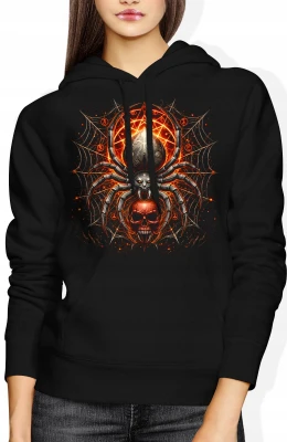 Mroczny pająk czaszka okultystyczne symbole fantasy Damska bluza z kapturem