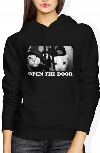 Open The Door koty przy drzwiach koci gang Damska bluza z kapturem 