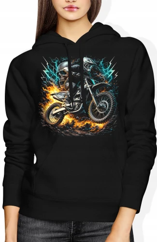 Motocross dirt bike rider extreme enduro Damska bluza z kapturem color:#000000
