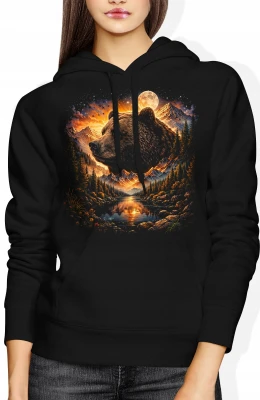 Niedźwiedź góry natura wilderness moon Damska bluza z kapturem