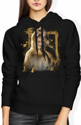 Thinking monkey curious ape animal Damska bluza z kapturem