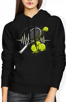 Tennis heartbeat racket player training Damska bluza z kapturem