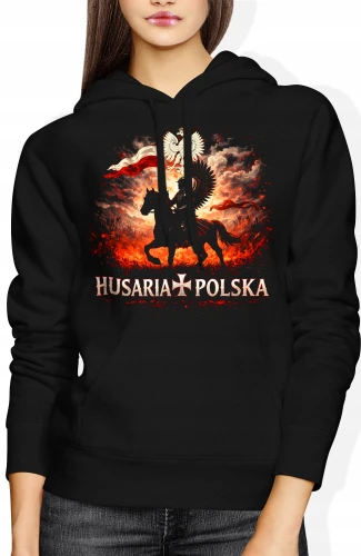 Husaria Polska skrzydlata jazda orzeł historyczny Damska bluza z kapturem color:#000000
