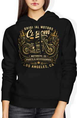 Custom Motorcycles chopper biker motocykl oldschool Damska bluza z kapturem