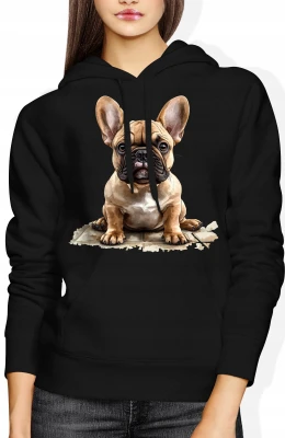 Buldog francuski puppy dog Damska bluza z kapturem