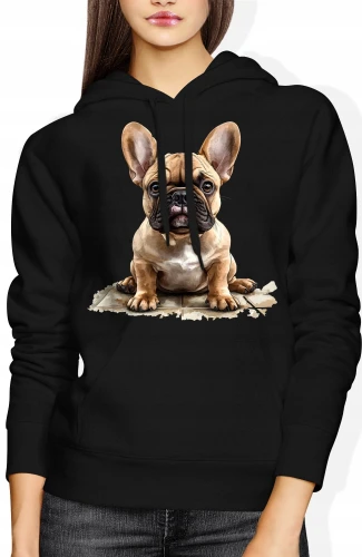 Buldog francuski puppy dog Damska bluza z kapturem 