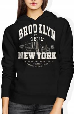 Brooklyn New York USA urban city Damska bluza z kapturem