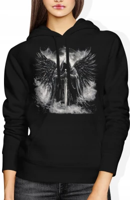Mroczny anioł skrzydła miecz fantasy dark Damska bluza z kapturem