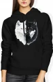 Wilcza para yin yang Damska bluza z kapturem 