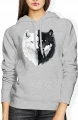 Wilcza para yin yang Damska bluza z kapturem 