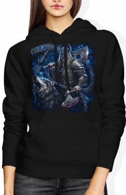 Wiking berserker wilk Fenrir wąż nordycki Damska bluza z kapturem