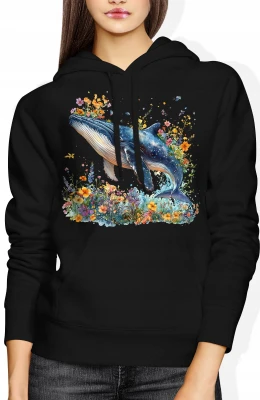 Wieloryb motyle ocean natura morski świat Damska bluza z kapturem