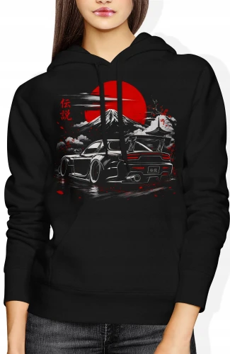JDM Tokyo Racing Culture Japonia Drift Tuning Damska bluza z kapturem color:#000000