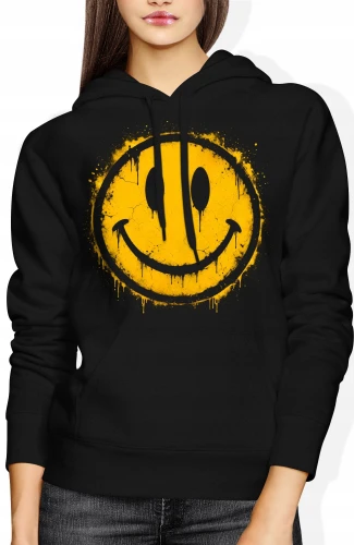 Smile face graffiti emoji happy Damska bluza z kapturem color:#000000
