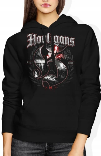Hooligans stadion race kibice ultras fanatycy futbol Damska bluza z kapturem color:#000000