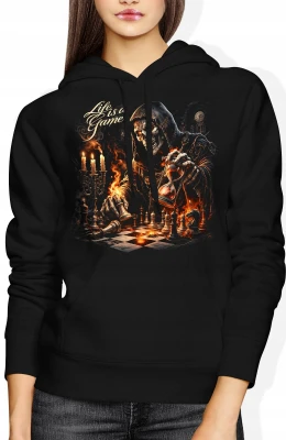 Grim reaper chess game life is a game Damska bluza z kapturem