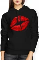 Czerwone Usta kiss lips glam fashion Damska bluza z kapturem 