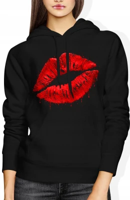 Czerwone Usta kiss lips glam fashion Damska bluza z kapturem