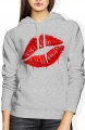 Czerwone Usta kiss lips glam fashion Damska bluza z kapturem 
