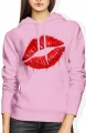 Czerwone Usta kiss lips glam fashion Damska bluza z kapturem 